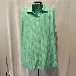 Nancy Lopez Mint Green Sleeveless Polo Top 2X